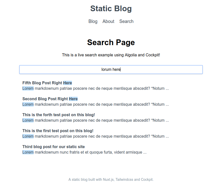 Static Blog Search